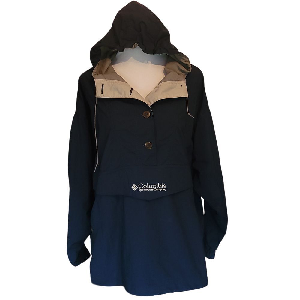 Columbia Sportswear Vintage Navy Blue Anorak Pullover Hooded Jacket Coat Outdoor